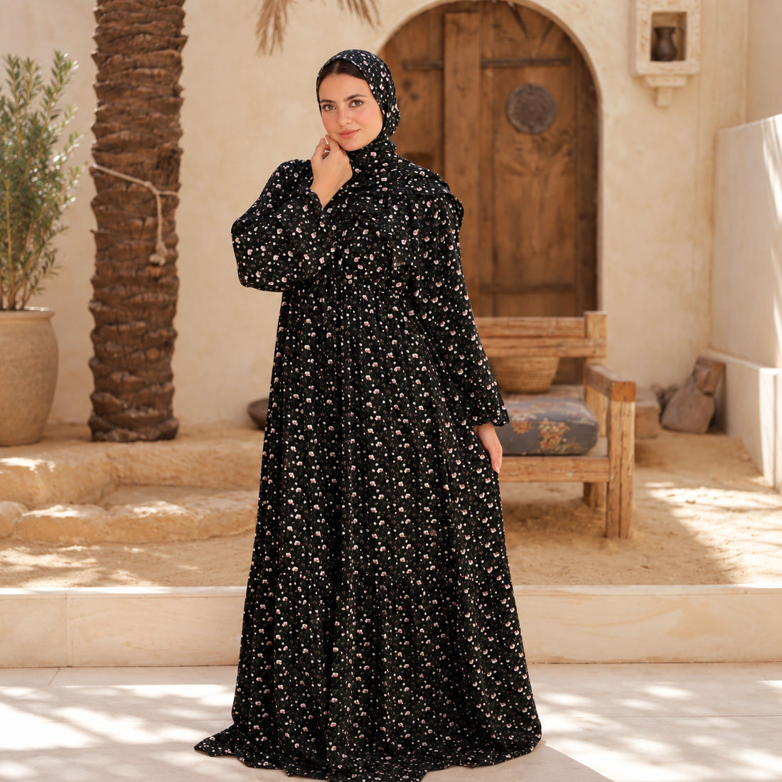 فستان إسدال مشجر